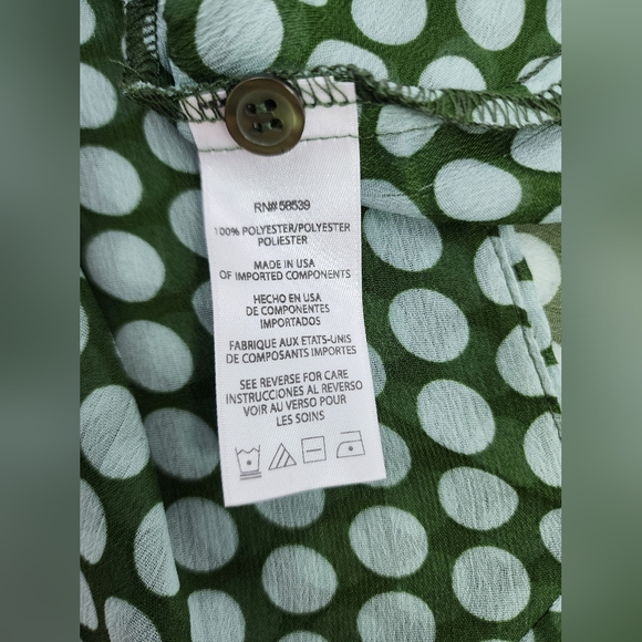 Kut from the Kloth Green Polka-dot Wrap Blouse Women's Size Medium Semi-Sheer - Picture 3 of 6